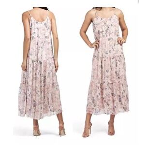 Elena Baldi Made In Italy Silk Blend Braided Strap Floral Boho Maxi Dress Size S